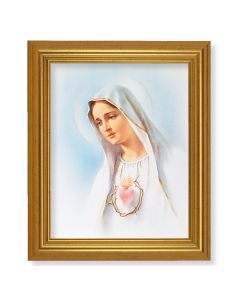 10" x 12" Gold Leaf Finish Beveled Frame with 8" x 10" Immaculate Heart of Mary Textured Art