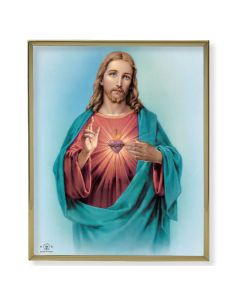 8" x 10" Gold Plaque Frame with a Sacred Heart of Jesus Print