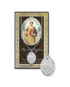 Saint Stephen Genuine Pewter Medal on a 24" Chain with Biography and Picture Folder