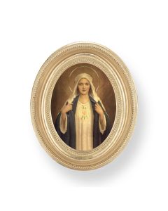 3 1/2" x 4 1/2" Gold Oval Frame with a Chambers: Immaculate Heart of Mary Print-P65