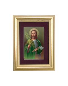 5 1/4" x 6 3/4" Gold Leaf Frame-Burgundy Matte with a 2 1/2" x 3 3/4" Saint Jude Bust Print