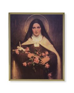 8" x 10" Gold Plaque Frame with a St. Therese Print