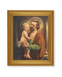 10" x 12" Gold Leaf Finish Beveled Frame with 8" x 10" Saint Joseph with Jesus Textured Art