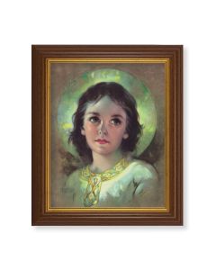 10 1/2" x 12 1/2" Walnut Finish Beveled Frame with 8" x 10" The Child Jesus Textured Art