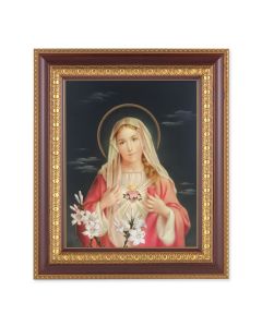 11 1/2" x 13 1/2" Cherry Frame with Gold Trim with an 8" x 10" Immaculate Heart of Mary Print