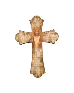 Sacred Heart of Jesus 10" Laser Cut Wood Vintage Cross