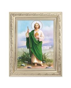 8.25" x 10.25" Silver Ornate Frame with a 6" x 8" Saint Jude Print
