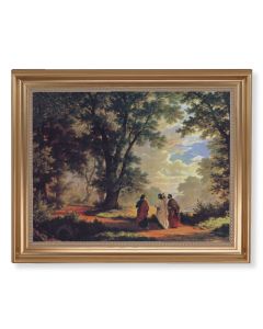13 1/2" x 16 9/16" Gold Leaf Antique Finished Frame with 11" x 14" Zund: Way to Emmaus Textured Art