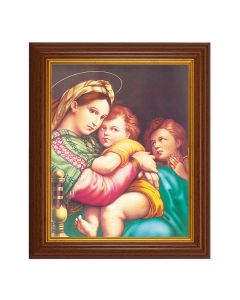 10 1/2" x 12 1/2" Walnut Finish Beveled Frame with 8" x 10" Raphael: Madonna of The Chair Textured Art