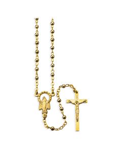 Round Gold Finished Metal Bead Rosary