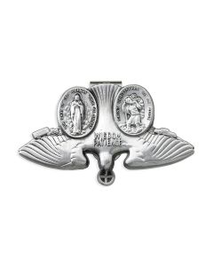 Holy Spirit Auto Visor Clip with Our Lady of the Highway and Saint Christopher