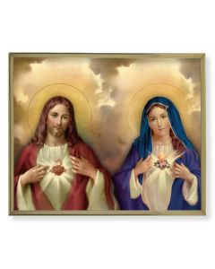8" x 10" Gold Plaque Frame with a Sacred Hearts Print