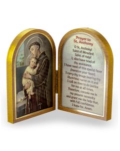 St. Anthony Standing Natural Wood Diptych