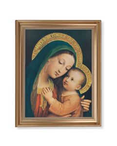13 1/2" x 16 9/16" Gold Leaf Antique Finished Frame with 11" x 14"  Our Lady of Good Counsel Textured Art