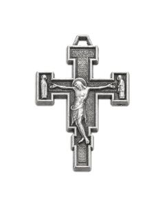 1" Antiqued Silver Oxidized Cimabue Crucifix