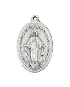 1 3/8" Miraculous Medal in Antiqued Silver Finish