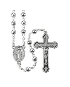 Silver Finished Metal Bead Rosary