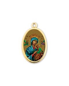 1" Our Lady of Perpetual Help Gold Finish Picture Medal