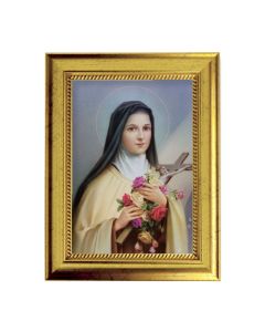 6 3/4" X 8 3/4" Gold Leaf Finish Frame with 5" X 7" Saint Therese Textured Art