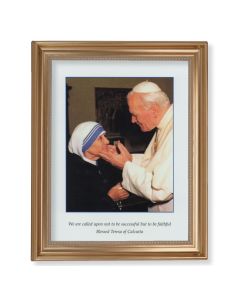 13 1/2" x 16 9/16" Gold Leaf Antique Finished Frame with 11" x 14"  Pope John Paul II and St. Teresa of Calcutta Textured Art