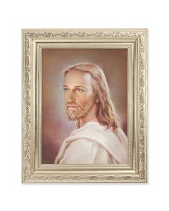 8.25" x 10.25" Silver Ornate Frame with a 6" x 8" Head of Christ Print