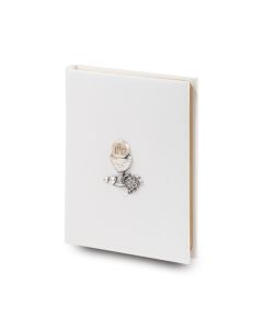 White Skivertex Blessed Trinity Missal with Silver Finish Communion Chalice Symbol