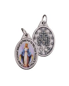 1" Miraculous Medal with Painted Detail