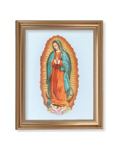 13 1/2" x 16 9/16" Gold Leaf Antique Finished Frame with 11" x 14"  Our Lady of Guadalupe Textured Art