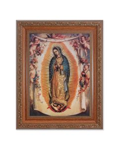 8.25" x 10.25" Ornate Wood Frame with a 6" x 8" Our Lady of Guadalupe with Angels Print
