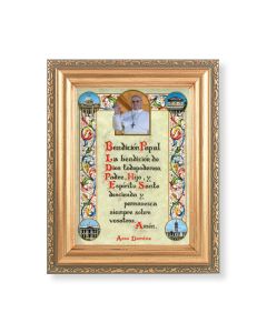 5.5" x 7" Antique Gold Frame with a Pope Francis Spanish Blessings Print