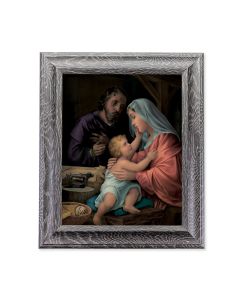 10 1/2" x 12 1/2" Grey Oak Finish Frame with an 8" x 10" Holy Family Print