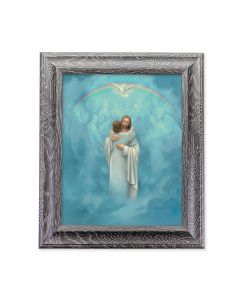 10 1/2" x 12 1/2" Grey Oak Finish Frame with an 8" x 10" Christ Welcoming Home Print