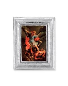 3 3/4" x 4 1/2" Silver Frame with a Saint Michael Print-P65