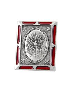 St Holy Spirit Antiqued Silver Metal Plaque with Red Accents