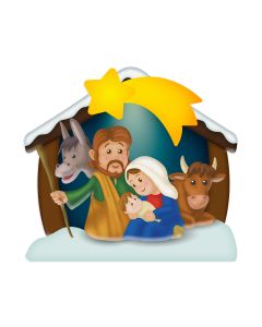 Magnetic Resin Statuette of the Holy Family Christmas Nativity Scene with Star