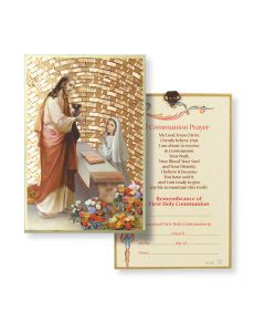 4" x 6" Gold Foil Girl First Communion Mosaic Plaque with a Certificate