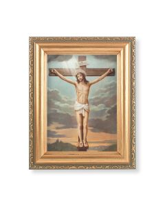 5.5" x 7" Antique Gold Frame with a Crucifixion Print