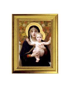 6 3/4" X 8 3/4" Gold Leaf Finish Frame with 5" X 7" Madonna of the Lilies Textured Art