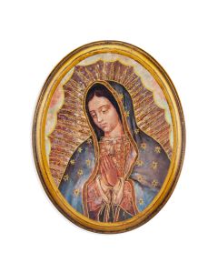 Our Lady of Guadalupe Bust Oval Wood Plaque