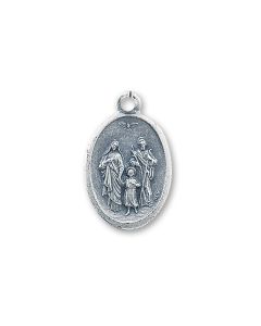 1" Oval Oxidized Holy Family Medal in Spanish (Sold in Inc. of 25)
