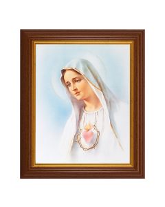 10 1/2" x 12 1/2" Walnut Finish Beveled Frame with 8" x 10" Immaculate Heart of Mary Textured Art