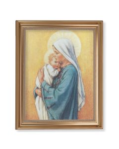 13 1/2" x 16 9/16" Gold Leaf Antique Finished Frame with 11" x 14"  Barker: Madonna in Blue Textured Art
