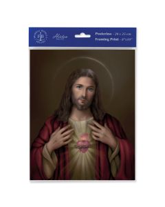 8" x 10" Simeone: Sacred Heart of Jesus with Dark Background Print  (sold in inc. of 3)