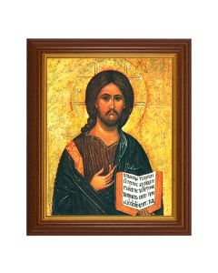 10 1/2" x 12 1/2" Walnut Finish Beveled Frame with 8" x 10" Christ The Teacher Textured Art