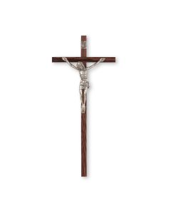 8" Wood Crucifix with Antique Silver Finished Corpus