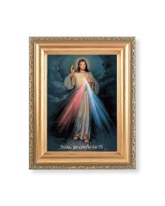 5.5" x 7" Antique Gold Frame with a Divine Mercy Spanish Print