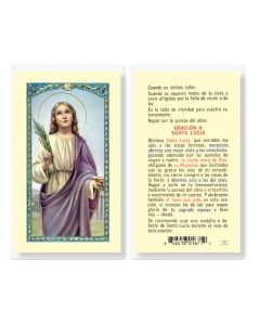 Oracion a Santa Lucia Holy Card