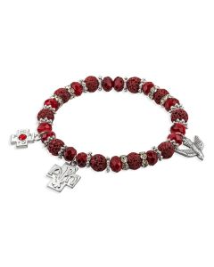 Red Blessed Beads Rosary Bracelet with Holy Spirit Cut Out Medal 