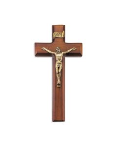 9" Two Tone Wood Cross with Museum Gold Finish Corpus