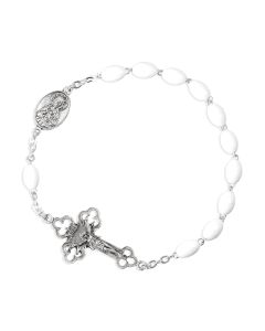 One Decade Kant Tangle White Aurora Borealis Bead Rosary